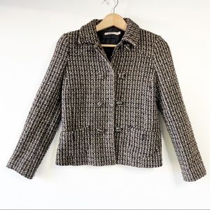 Comptoir Des Cotteneirs tweed button front collared blazer jacket